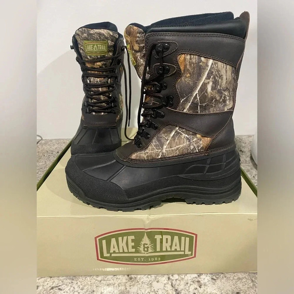 Lake N Trail Men's 3M Thinsulate Ultra Insulated Camo Boots Size 10 - Picture 1 of 9